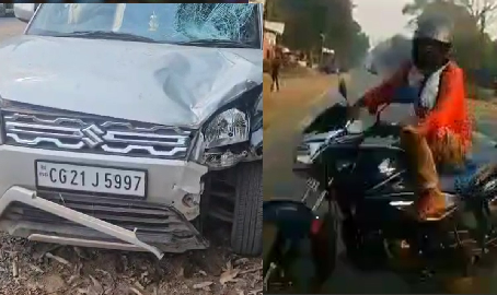 हाईवे पर कार-बाइक भिड़ंत, स्कूल जा रहा शिक्षक हुआ गंभीर रूप से घायल