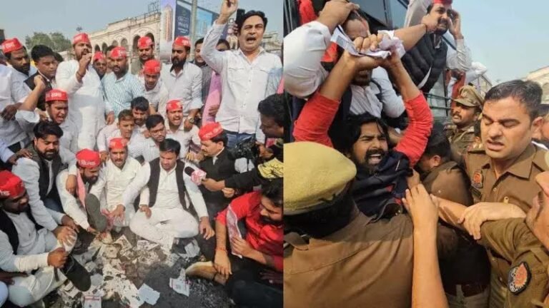 मीडिया ग्रुप की कवर स्टोरी पर सियासी तूफ़ान, लखनऊ से नोएडा तक सपा कार्यकर्ताओं का विरोध; अखिलेश यादव ने किया पलटवार