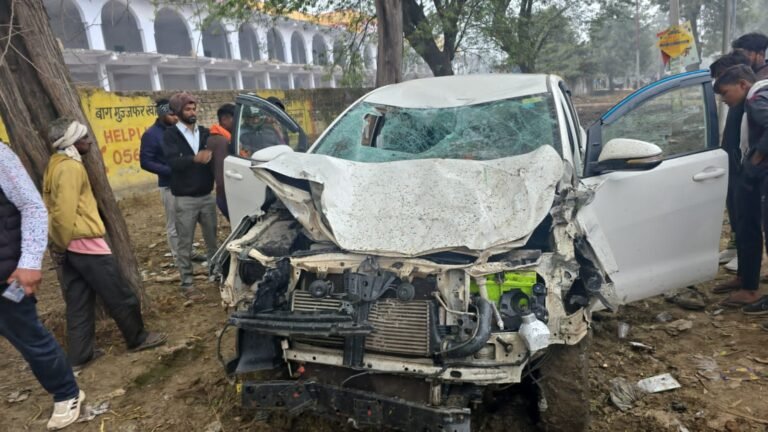कार ने तांगे में मारी टक्कर घोड़े की मौके पर मौत कर चालक और तांगा चालक हुए घायल