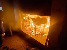 बाह के सदर बाजार में ड्राई क्लीन दुकान में भीषण आग, फायरब्रिगेड की तत्परता से बड़ा हादसा टला