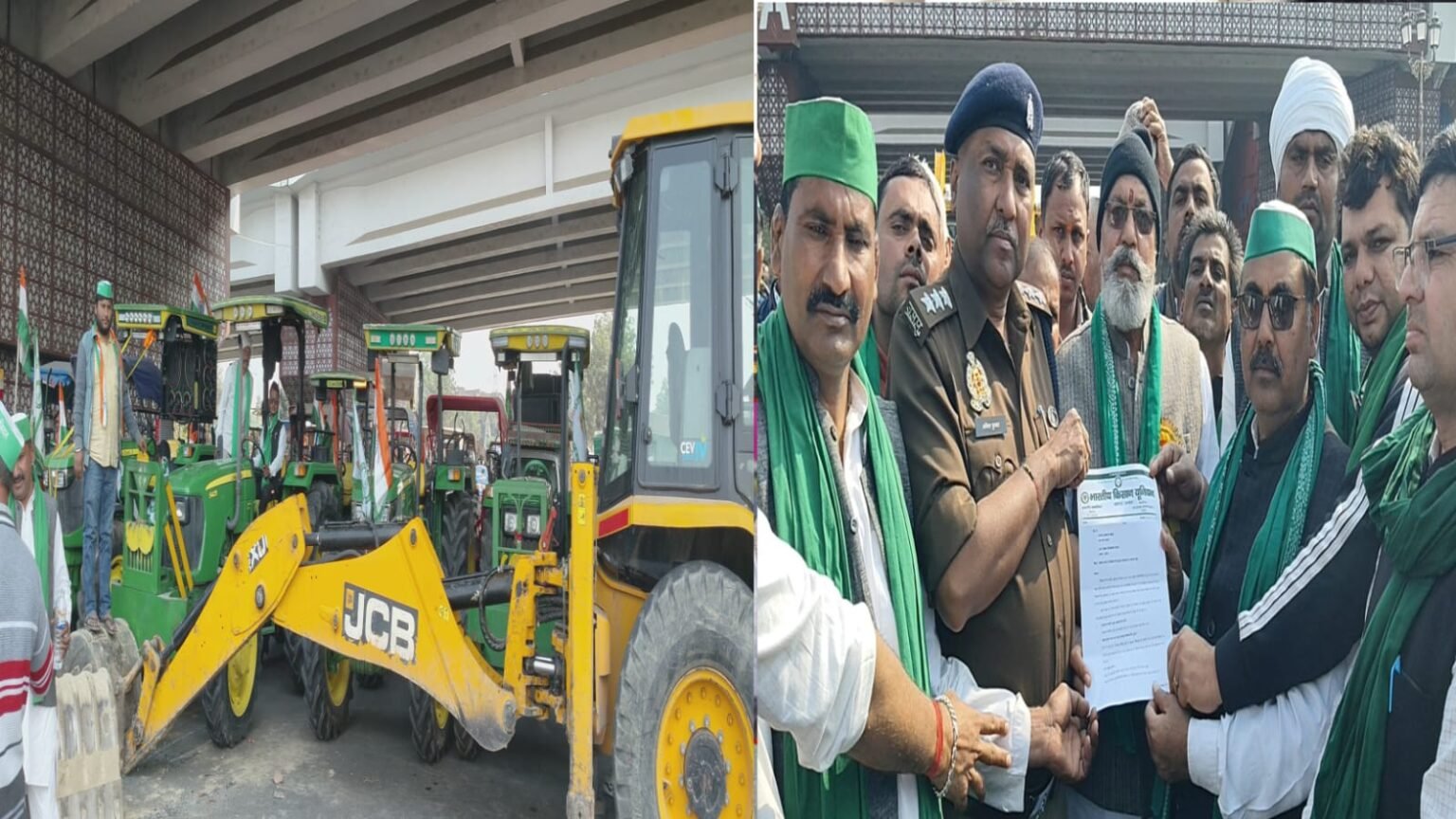 किसानों के काफिले को कलेक्ट्रेट जाने से पुलिस ने रोका, रामाडा कट पर किसानों और पुलिस के बीच टकराव, इनर रिंग रोड पर लगा जाम