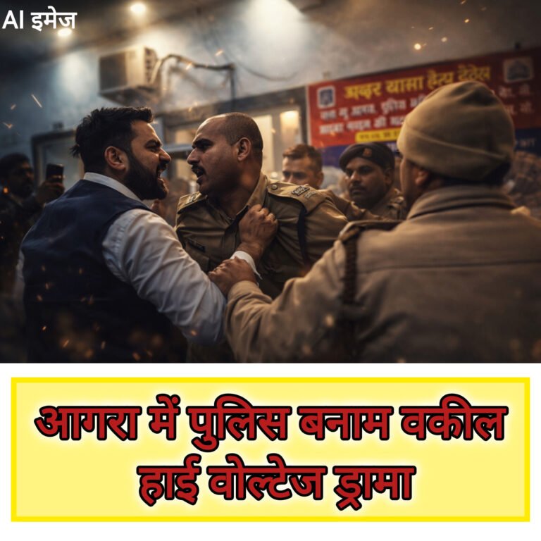 आगरा में पुलिस बनाम वकील |हाई वोल्टेज ड्रामा | थाने में भिड़ंत से मचा हड़कंप, वीडियो वायरल