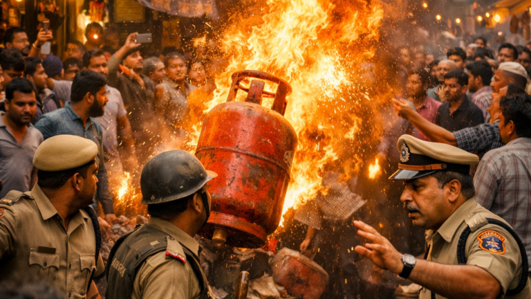 दानघाटी मंदिर के समीप सिलेंडर में लगी आग, पुलिस की सूझबूझ से टला बड़ा हादसा