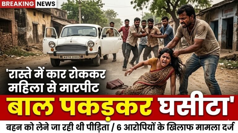 रास्ते में कार रोककर महिला से मारपीट, बाल पकड़कर घसीटा