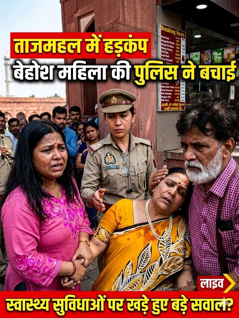 ताजमहल में हड़कंप: बेहोश महिला की पुलिस ने बचाई जान, लेकिन स्वास्थ्य सुविधाओं पर खड़े हुए बड़े सवाल