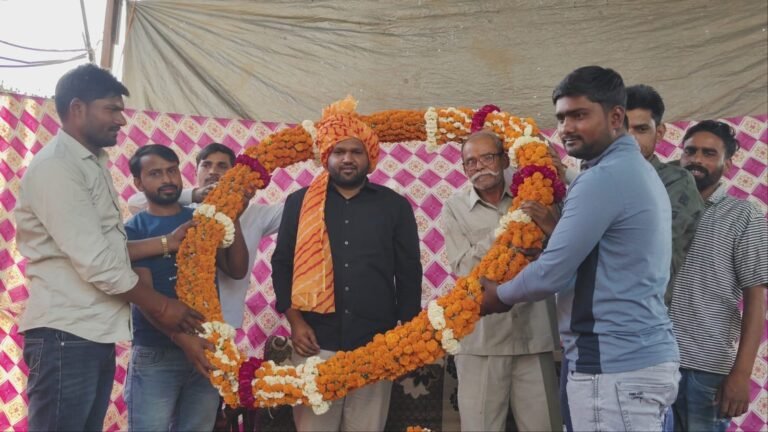 खण्डेर तुलसीपुरा में तेजेन्द्र गुर्जर का भव्य स्वागत, RCC कार्य का किया उद्घाटन