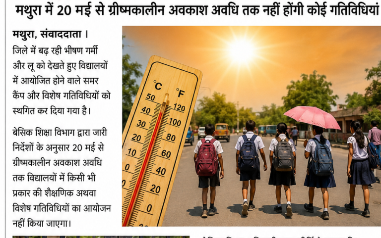 भीषण गर्मी और लू के चलते स्कूलों में समर कैंप रद्द