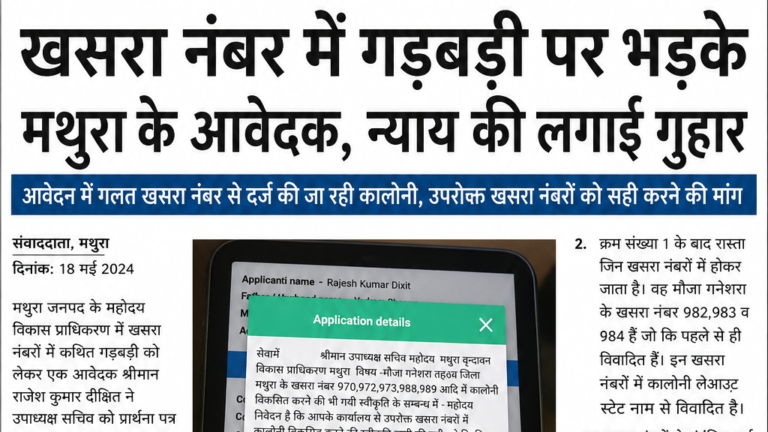 खसरा नंबरों में गड़बड़ी का आरोप, समाजसेवी ने विकास प्राधिकरण से की कार्रवाई की मांग